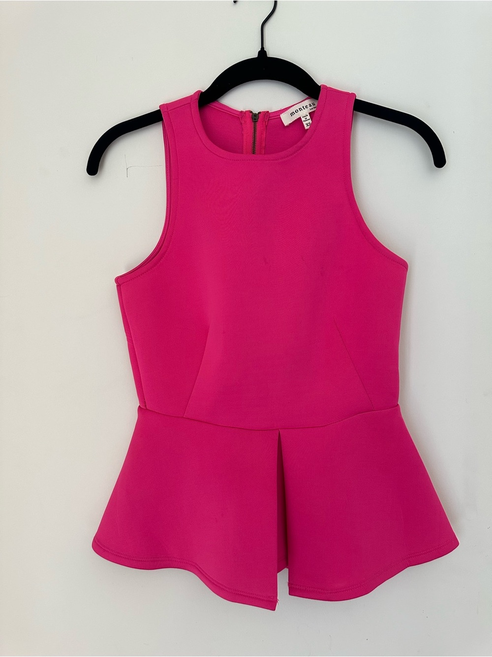 Monteau Los Angeles Hot Pink Peplum Sleeveless Scuba Strapless Top